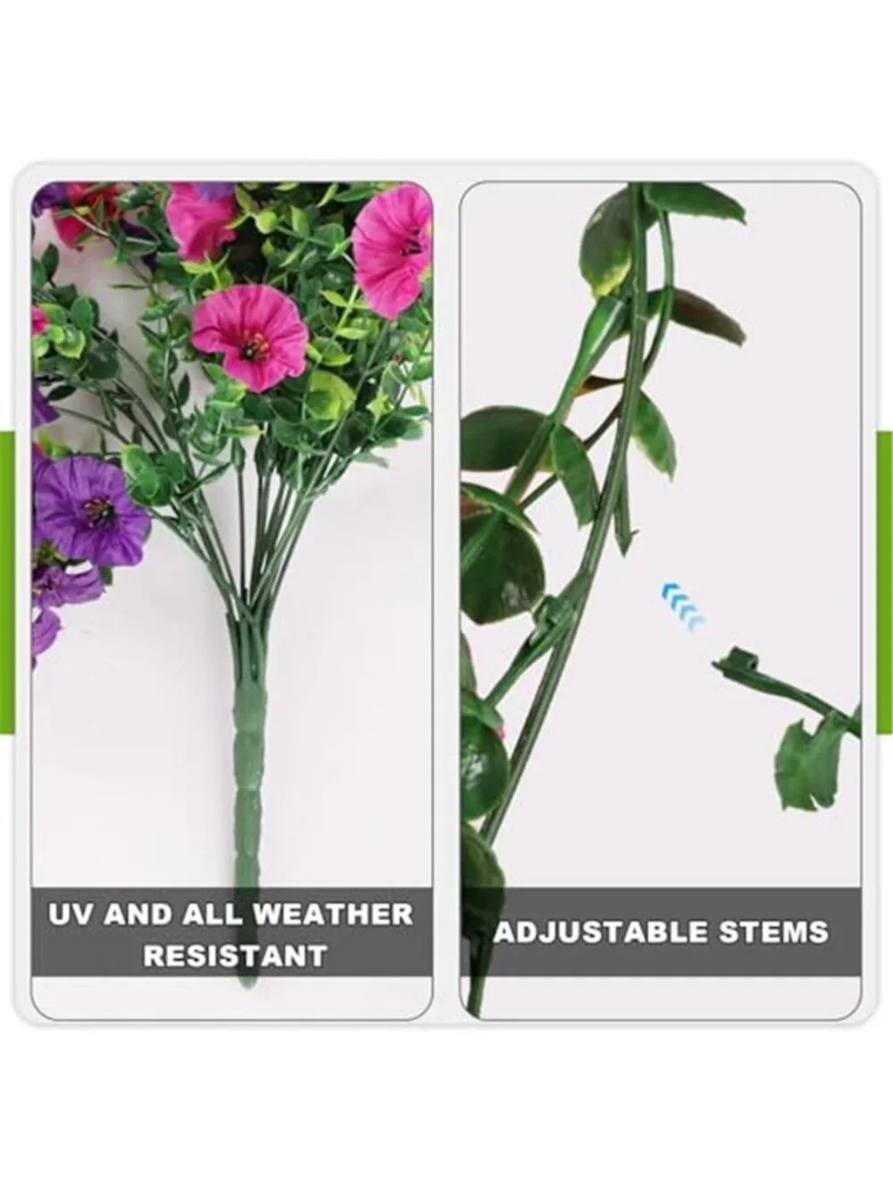 Artificial Purple Flowers 2 Bundles Faux Silk Eucalyptus Outdoor Floral Decor